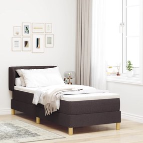 vidaXL Κρεβάτι Box Spring με Στρώμα - Σκούρο Καφέ, 80x200 εκ., Ύφασμα