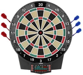 VEVOR Electronic Dart Board, 391mm Target Dartboard with 43 Games &amp; 320+ Variations for Up to 8 Players, 6 Dart Shafts with Flights &amp; 50 Soft Tips, Color LCD Scoring Screen for Home Party Game Room