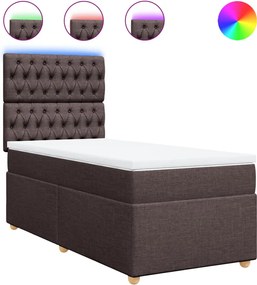 vidaXL Κρεβάτι Boxspring με Στρώμα Σκούρο Καφέ 100x200 εκ. Υφασμάτινο