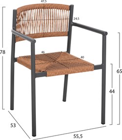 ΠΟΛΥΘΡΟΝΑ ΑΛΟΥΜΙΝΙΟΥ STER HM5786.12 ΑΝΘΡΑΚΙ-ΣΥΝΘ.RATTAN ΜΠΕΖ 55,5x53x78Υεκ.