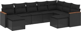 vidaXL Patio Sofa Set 9-θέσια Black