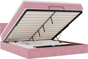 vidaXL Οθωμανικό κρεβάτι με στρώμα ροζ 160x200cm Βελούδο