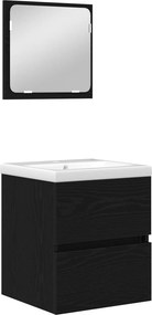 vidaXL Σετ Επίπλων Μπάνιου με συρτάρι 2 pcs Μαύρος Δρυς και Λευκό