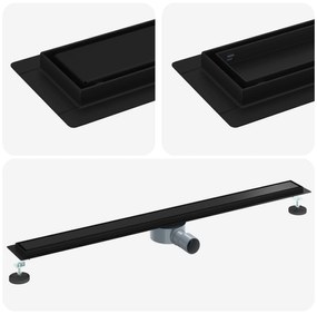 vidaXL Σιφόνι ντους 2-σε-1 με 360° σιφόνι Μαύρο 100 cm