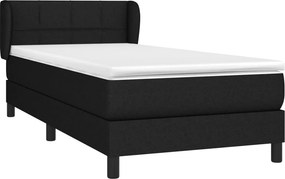 vidaXL Κρεβάτι Boxspring με Στρώμα Μαύρο 90x190 εκ.Υφασμάτινο