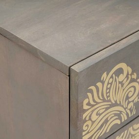 vidaXL Κομοδίνο με συρτάρι Γκρι 50 x 33 x 60 εκ Μασίφ ξύλο μάνγκο
