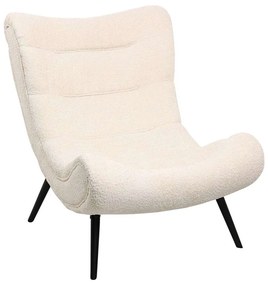Πολυθρόνα Brym HM9605.06 97x80x100cm Με Ξύλινα Πόδια & Μπουκλέ Ύφασμα Ecru-Black Wood, Fabric