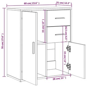 Βοηθητικά Ντουλάπια 2 τεμ. Μαύρο 60x31x70 εκ. Επεξεργ. Ξύλο - Μαύρο