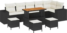 vidaXL Σετ Καναπέ Κήπου 10 pcs Μαύρο συνθετικό ρατάν