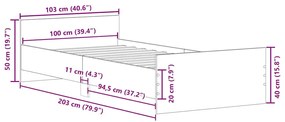 Πλαίσιο Κρεβατιού Λευκό 100 x 200 εκ. Επεξεργ. Ξύλο 835932