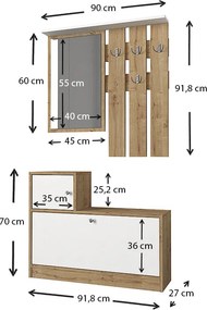 Έπιπλο εισόδου Galina Megapap χρώμα sapphire oak - λευκό 91,8x27x70εκ.