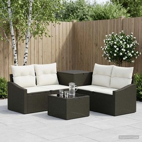 vidaXL Σετ Καναπέ 6 τμχ. Μαύρο και Κρεμ Λευκό 55 x 55 x 37 εκ