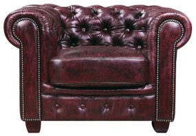CHESTERFIELD Birmingham Πολυθρόνα Σαλονιού Καθιστικού, Δέρμα Antique Red 103x92x72cm Ε9574,14