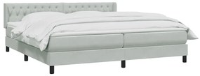 vidaXL Κρεβάτι Boxspring με Στρώμα Ανοιχτό Γκρι 180x210 εκ. Βελούδινο