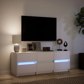 vidaXL Έπιπλο Τηλεόρασης με LED Λευκό 140x34x50 εκ. από Επεξ. Ξύλο