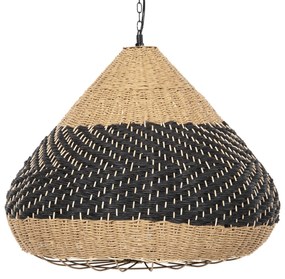 Φωτιστικό Οροφής Κρεμαστό C4354 Φυσικό Rattan - Paper Rope σε Φυσικό -Μαύρο Φ54x42-145Υεκ. 54x54x145 εκ.
