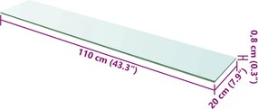 vidaXL Ράφια Πάνελ 2 τεμ. Διάφανα 110 x 20 εκ. Γυάλινα