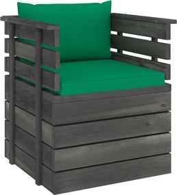 vidaXL Πολυθρόνα Κήπου από Ξύλο Πεύκου με Μαξιλάρια