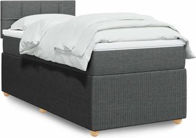 vidaXL Κρεβάτι Boxspring με Στρώμα Σκούρο Γκρι 90x200 εκ. Υφασμάτινο