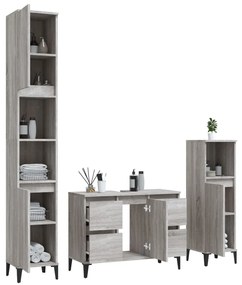 vidaXL Σετ Επίπλων Μπάνιου 3 Τεμαχίων Γκρι Sonoma Επεξεργασμένο Ξύλο