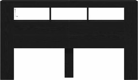 vidaXL LED κεφαλάρι με ράφι Μαύρη Οξυά 180 x 18,5 x 103,5 cm