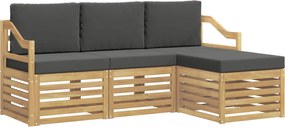 vidaXL Σειρά Καναπέ Εξωτερικού 4 pcs Άσπρο και Ανθρακί