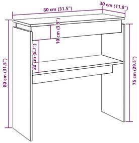 Τραπεζάκι Κονσόλα Παλιό Ξύλο 80 x 30 x 80 εκ. από Μοριοσανίδα - Καφέ