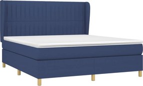 vidaXL Κρεβάτι Boxspring με Στρώμα Μπλε 160x200 εκ. Υφασμάτινο