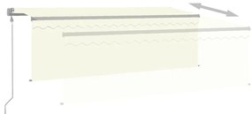 vidaXL Τέντα Αυτόματη με Σκίαστρο/LED/Αισθητήρα Ανέμου Κρεμ 4x3 μ.