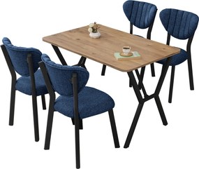 Extendable Dining Table &amp; Chairs Set (5 Pieces) Elma - Navy Blue, Walnut Navy Blue
Walnut