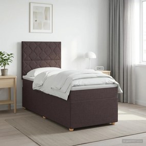 vidaXL Κρεβάτι box spring με στρώμα Σκούρο Καφέ 100 x 200 cm Ύφασμα