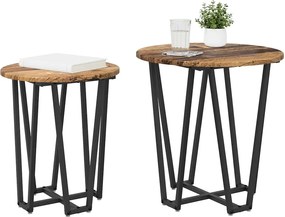 vidaXL Σετ βοηθητικά τραπεζάκια 2 pcs Παλιό ξύλο και μαύρο