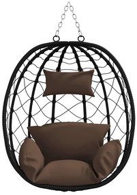 vidaXL Κρεμαστή καρέκλα αυγό Καφέ 91.5 x 60 x 110 εκ. συνθετικό ρατάν