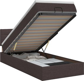 vidaXL Κρεβάτι Ottoman με στρώμα Σκούρο Καφέ 90 x 200 cm Ύφασμα