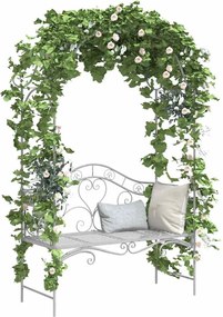 vidaXL Παγκάκι κήπου Αντίκες Λευκό 121 x 48 x 200 εκ. Ατσάλι