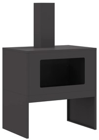 vidaXL Φούρνος με Καμινάδα Μαύρος 60x40x96 εκ Ατσάλι