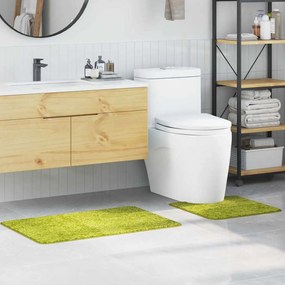vidaXL Set Πατάκι Μπάνιου 2 Τεμαχίων  Πράσινο Πολυπροπυλένιο Αντιολισθητικό