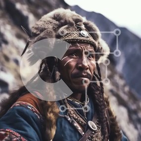 Intra Συλλεκτικό Ξύλινο Παζλ Plywood 4mm - Παραδοσιακό άτομο που στέκεται μπροστά από τα βουνά Σε Ξύλινο Κουτί - Διαστάσεις Puzzle: 10x10 cm – 25 κομμάτια