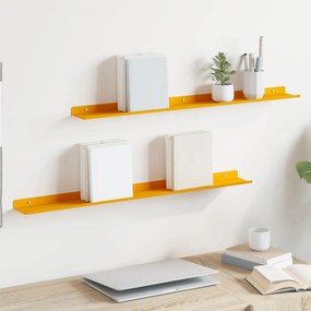 vidaXL Πλωτό ράφι 2 pcs Χαμομηλί κίτρινο 80 x 9 x 2,5 εκ. Ατσάλι
