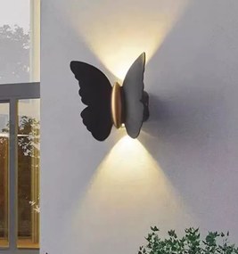 Μοντέρνα Απλίκ Πεταλούδα Led IP65 Μαύρη Γόβδη Ημέρας 14x16 cm