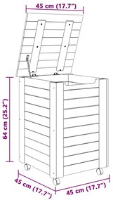 ΚΑΛΑΘΙ ΆΠΛΥΤΩΝ ΜΕ ΤΡΟΧΟΥΣ RANA 45X45X64ΕΚ. ΜΑΣΙΦ ΞΥΛΟ ΠΕΥΚΟΥ 4002325