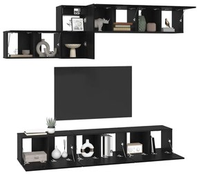 vidaXL Σετ επίπλου τηλεόρασης με ράφι Άλλο 7 pcs Μαύρη Δρυς 60 x 30 x 30 cm