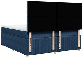 Κρεβάτι Boxspring με Στρώμα Μπλε 180x200 εκ. Υφασμάτινο - Μπλε