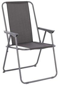 BEACH CHAIR  GREY FABRIC, METAL FRAME, HIGH BACK