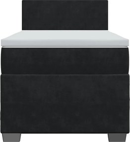 vidaXL Κρεβάτι Boxspring με Στρώμα Μαύρο 80 x 200 εκ. Βελούδινο