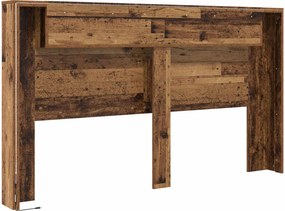 vidaXL Κεφαλάρι Ντουλάπι με LED Παλιό ξύλο 180 x 16,5 x 103,5 cm