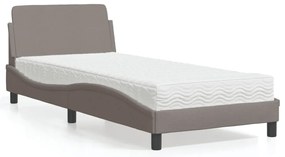 vidaXL Κρεβάτι με Στρώμα Taupe 90x200 εκ. Υφασμάτινο