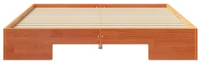 vidaXL Κρεβάτι δαπέδου Καφέ 140 x 200 εκ Μασίφ ξύλο πεύκου
