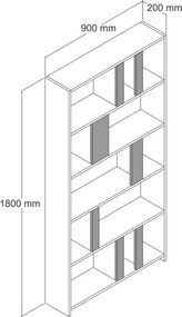 Βιβλιοθήκη Λευκό / Καρυδιά LIMA 90x20x180