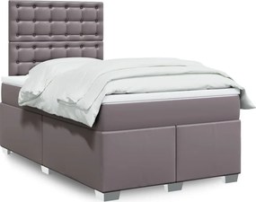 vidaXL Κρεβάτι Boxspring με Στρώμα Γκρι 120x200εκ. από Συνθετικό Δέρμα